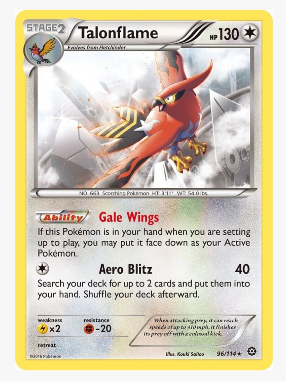 Talonflame XY Steam Siege Pokemon Trading Card